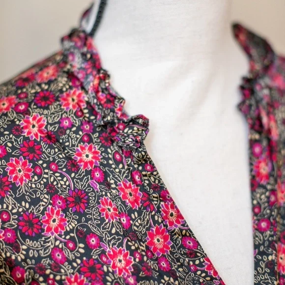 Express Floral Button Down Silk Blouse Medium Vintage Y2K Express Design Studio - Picture 4 of 7